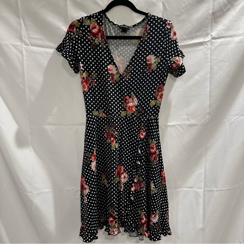 Justify Black Floral Polka Dot Mini Dress
